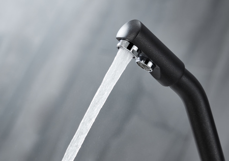 Смеситель для кухни Paulmark HESSEN He213017-418 на раковину черный металлик